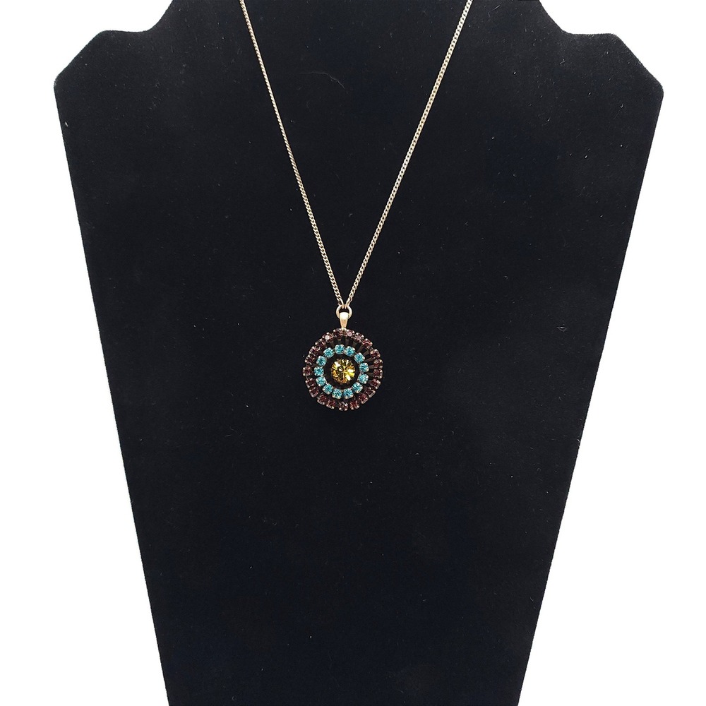 Pilgrim Danish Design Swarovski Crystal Pendant Necklace Multicolor Gold Tone